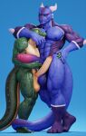 2022 3d_(artwork) abs anthro anthro_on_anthro arm_around_shoulders balls biceps big_balls big_muscles big_penis blue_background claws connivingrat countershading crocodile crocodilian crocodylid digital_media_(artwork) dragon duo embrace erection face_in_chest foreskin genitals hand_on_hand hand_on_hip hand_on_penis helm_(connivingrat) high_res horn huge_balls huge_muscles huge_penis humanoid_genitalia humanoid_penis leg_markings long_penis looking_at_another male male/male markings muscular muscular_anthro muscular_male navel nipples non-mammal_balls non-mammal_nipples nude obliques pecs penis reptile scales scalie simple_background size_difference smile socks_(marking) standing tail tail_coil teeth thick_penis valorlynz vein wao_(e-zoid) wide_eyed