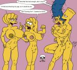  ahegao arguing bart_simpson big_breasts breast_grab breasts incest lisa_simpson maggie_simpson marge_simpson nude purple_background pussy smile the_fear the_simpsons yellow_skin 