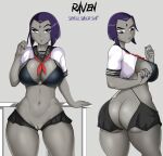  1girl 2d ass breasts dat_ass dc_comics grey-skinned_female grey_skin rachel_roth raven_(dc) tagme teen_titans vnsimp young_adult 