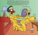  angry_sex breasts couch cum cum_in_orifice from_behind milhouse_van_houten nude screaming selma_bouvier table the_fear the_simpsons yellow_skin 
