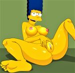  anus blue_hair breasts erect_clitoris erect_nipples marge_simpson nude pussy_lips shaved_pussy spread_legs the_simpsons thighs yellow_skin 