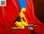  blue_hair breasts erect_nipples marge_simpson negligee the_simpsons thighs yellow_skin 