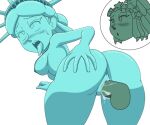  1futa 1girl 1girls animate_inanimate areola balls bent_over big_ass big_breasts big_penis breasts cum cum_inside duo ejaculation erection female_focus floating_penis futanari futanari_on_female humanoid humanoid_penis metallic_body nipples nude orgasm penis pleasure_face pussy rolling_eyes sex solo_focus standing statue_of_freedom statue_of_liberty tansau thick_thighs tongue tongue_out vaginal_penetration 