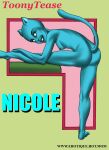 anthro blue_eyes blue_fur cartoon_network erect_nipples feline furry milf nicole_watterson nude small_breasts stretching tail the_amazing_world_of_gumball toonytease