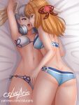  2_girls alluring ass blonde_hair breasts fiora_(xenoblade) fiorun green_eyes hand_on_pussy kissing looking_at_another melia_antiqua nintendo partially_clothed silver_hair swimsuit xenoblade_(series) xenoblade_chronicles yuri 
