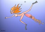1girl 2011 ass ass bare_arms bare_legs breasts breasts bubbles candace_flynn disney disney_channel eyebrows female_only flippers helix human nipples open_eyes open_mouth orange_hair phineas_and_ferb pussy pussy skinny_dipping squid swimming tagme underwater what zoophilia