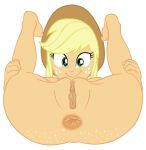 1girl anus applejack ass ass_focus ass_grab big_ass blonde_hair bubble_butt butthole cndhpr completely_naked_female completely_nude_female cow_girl cowgirl_hat equestria_girls female_only freckles friendship_is_magic green_eyes grin happy legs_up looking_at_viewer my_little_pony nude older older_female orange_skin pussy smiling_at_viewer soles solo_female theborman06 white_background young_adult young_adult_female young_adult_woman