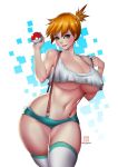 big_ass big_breasts bokuman crop_top holding_poke_ball huge_breasts kasumi_(pokemon) looking_at_viewer misty poke_ball pokeball pokemon underboob