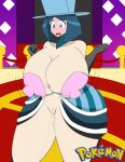 1girl alternate_breast_size battle_chatelaine big_ass big_breasts blush bouncing_breasts cleavage clothed coletteuwu curvy dress evelyn_(pokemon) hat huge_ass huge_breasts hyper hyper_breasts igphhangout large_ass nintendo nude pokemon pokemon_xy shy thick_thighs thigh_gap wide_hips 