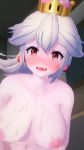  1girl 3d ambiguous_background animated blush booette breasts cowgirl_position crown female female_only high_resolution large_breasts mario_(series) nipples no_audio nude pov red_eyes semen semen_on_belly semen_on_body semen_on_breasts semen_on_upper_body solo straddling super_mario_bros. tears video video_with_no_sound webm wet white_hair 