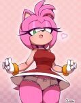  1girl anthro frilly_panties gloves hedgehog panties pink_hair sega solo_female solo_focus sonic_the_hedgehog_(series) upskirt 