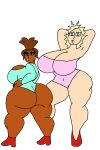 2_girls antonia_vidal_(waifuoc-verse) big_ass big_breasts brunette dwarf_female looking_at_viewer metalpipe55_(artist) milf original pijama stacy_barreras_(waifuoc-verse)
