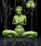  asari catthouse green_skin holding_breasts mass_effect nude oni_(artist) shiala 