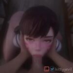  1boy 1girl 3d 3d_animation animated ass blizzard_entertainment bottomless brown_eyes brown_hair clothed clothing d.va d.va_(overwatch) eye_contact female_focus giver_pov hana_song hands_on_face has_audio kittyyevil kneel light-skinned_female light-skinned_male light_skin looking_at_viewer male_pov matching_hair/eyes moaning no_panties oral oral_penetration oral_sex overwatch pale-skinned_female pale_skin partially_clothed penetration penis penis_in_mouth pov pov_eye_contact sex short_playtime sound video video_with_sound webm 