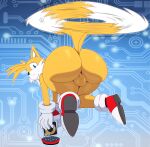  1boy 2023 anthro ass backsack balls big_ass bigdon1992 blue_eyes canid canine dat_ass fox fur genitals girly high_res huge_ass looking_at_viewer looking_back looking_back_at_viewer male mammal miles_&quot;tails&quot;_prower sega sonic_the_hedgehog_(series) white_body white_fur yellow_body yellow_fur 