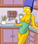  blue_hair breasts erect_nipples marge_simpson pussy the_simpsons thighs yellow_skin 