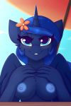  1girl 1girl 2020 2:3 anthro areola breasts casual_nudity digital_media_(artwork) equid eyebrows eyelashes friendship_is_magic front_view furry high_res horn looking_at_viewer mammal my_little_pony nipples nude princess_luna_(mlp) shadowreindeer winged_unicorn wings 