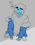 1boy 2010s 2d 2d_(artwork) ahegao animated_skeleton blue_blush blue_hoodie blue_jacket blue_tongue blush bodily_fluids bottom_sans bottomless bottomless_male crying crying_with_eyes_open digital_media_(artwork) drool drooling ectotongue eli-sin-g grabbing_sheets gripping_sheets hooded_jacket hoodie jacket jacket_off_shoulders kneel kolesjoie male male_ahegao male_only moan moaning monster off_shoulder off_shoulders pleasure_face sans sans_(undertale) simple_background skeleton tears text tongue tongue_out trembling tumblr uke_sans undead undertale undertale_(series) video_game_character video_games