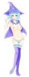  1girl breasts cape female female_only friendship_is_magic hat humanized looking_at_viewer mostly_nude my_little_pony no_bra panties solo standing stockings trixie trixie_(mlp) wand white_background 
