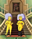  big_breasts boots erect_nipples nude patty_bouvier selma_bouvier shaved_pussy the_simpsons thighs 