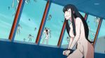  1girl animated animated_gif black_hair breasts censored convenient_censoring kill_la_kill kiryuuin_satsuki long_hair nude running solo spoilers 