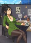  1girl avatar:_the_last_airbender basedesire cleavage earth_kingdom jin_(avatar) necklace ponytail tied_hair tired 
