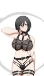 anime attack_on_titan big_breasts black_hair curvaceous curvy fishnets goth huge_breasts leather lingerie mikasa_ackerman mikasa_akkaman sexy_body thick thick_thighs 