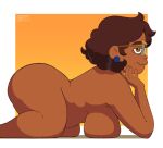  1girl all_fours big_breasts brown_eyes brown_hair brush_pen_ten camila_noceda completely_nude completely_nude_female dark-skinned_female dark_skin disney female_focus female_only glasses hanging_breasts huge_breasts human latina looking_at_viewer mature_female milf naked_female no_bra no_panties nude nude_female side_view sideboob solo_female solo_focus the_owl_house voluptuous voluptuous_female 