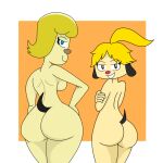  1girl 2_girls ass ass big_ass big_ass female_dog mama_parappa parappa_the_rapper parappa_the_rapper_(anime) pinto_rappa smile tail um_jammer_lammy yellow_hair yellow_skin 