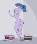  1girl ass bangs big_ass big_city_greens blue_hair bottom_heavy dat_ass disney disney_channel edit female_only gloria_sato huge_ass large_ass looking_back nude paint ponytail purple_skin scobionicle99 solo_focus 