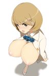  1girl 1girl 1girl big_breasts bird&#039;s-eye_view breasts brown_eyes brown_hair cleavage female_focus female_only looking_at_viewer narusawa_ryouka nipples occultic;nine saishow short_hair smile solo_female solo_focus tagme teen 