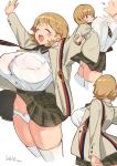  1boy 1girl 1girl big_breasts bouncing_breasts breasts brown_eyes brown_hair clothed_female female_focus male male/female narusawa_ryouka occultic;nine short_hair solo_female tagme teen try 
