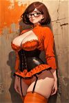  ai_generated big_breasts corset glasses panties scooby-doo stockings thighs velma_dinkley 