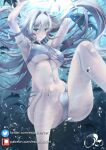 1girl alluring athletic_female bare_legs big_breasts blue_eyes blush breasts bubbles cleavage ethel_(xenoblade) excaliblader female_abs fit_female heroes_(xenoblade_3) nintendo silver_hair swimsuit underwater xenoblade_(series) xenoblade_chronicles_3