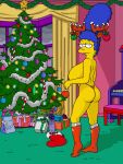  erect_nipples marge_simpson massive_breasts the_simpsons thighs thong 