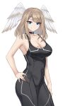 1girl absurd_res alluring ass bare_arms bare_shoulders big_ass big_breasts black_bodysuit black_legwear blue_eyes bodysuit breast_tattoo breasts brown_hair choker cleavage confident crimecrime curvy curvy_female curvy_figure eunie_(xenoblade) female_only hand_on_hip high_res hourglass_figure legwear light_brown_hair long_hair navel nintendo pose posing sideboob simple_background slim slim_waist smile smug smug_smile tank_top thick_thighs thighs voluptuous wide_hips wings xenoblade_(series) xenoblade_chronicles_3