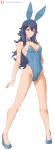 1girl absurd_res alluring alternate_costume animal_ears bare_shoulders blue_eyes blue_hair blue_leotard bow bowtie breasts bunny_ears bunny_girl bunnysuit closed_mouth covered_navel detached_collar english_commentary fake_animal_ears fake_tail female_only fire_emblem fire_emblem_awakening high_heels high_res highleg highleg_leotard leotard long_hair looking_at_viewer lucina lucina_(fire_emblem) nintendo playboy_bunny rabbit_ears rabbit_tail small_breasts smile standing strapless strapless_leotard symbol-shaped_pupils tail white_background wrist_cuffs zelc-face