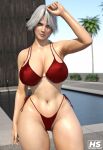  1girl 1girl 3d alluring athletic_female big_breasts bikini christie_(doa) dead_or_alive dead_or_alive_2 dead_or_alive_3 dead_or_alive_4 dead_or_alive_5 dead_or_alive_6 dead_or_alive_xtreme dead_or_alive_xtreme_2 dead_or_alive_xtreme_3 dead_or_alive_xtreme_3_fortune dead_or_alive_xtreme_beach_volleyball dead_or_alive_xtreme_venus_vacation female_abs female_only fit_female hagiwara_studio purple_eyes short_hair swimming_pool swimsuit tecmo thick_thighs white_hair 