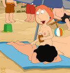  2_girls ass beach bonnie_swanson family_guy funny gif guido_l lois_griffin lotion rubbing 