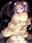  1girl assertive black_legwear breasts clothed_sex cowgirl_position demon_girl demon_tail demon_wings futanari girl_on_top glowing horns huge_breasts magic naughty_face original pink_eyes psychedelic_g2 purple_hair sex shiki_(psychedelic_g2) solo solo_focus straddle straddling succubus sweater tail thighhighs tongue under_skirt vaginal wings 