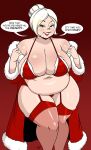  aeolus belly_bulge big_ass big_breasts bikini christmas green_eyes mrs._claus robe white_hair 
