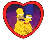  breasts cuddling erect_nipples homer_simpson marge_simpson nude smile the_simpsons tongue_out 