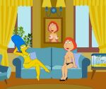  bra breasts crossover erect_nipples family_guy lois_griffin marge_simpson no_bra panties the_simpsons thighs 
