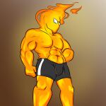  1boy 2d 2d_(artwork) black_bottomwear black_pants bottom_sans bottomwear digital_media_(artwork) fire_elemental humanoid male male_only melle-d mellednsfw monster monster_boy orange_body pants simple_background solo_humanoid solo_male topless_male twitter undertale undertale&nbsp;topless&nbsp;bara&nbsp;monster&nbsp;glasses undertale_(series) video_game_character video_games 