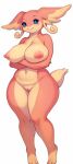 ai_generated arms_crossed audino big_breasts blue_eyes breasts cleft_of_venus completely_nude creatures_(company) female_focus furry furry_female game_freak navel nintendo nude pokemon_(game) pussy simple_background white_background