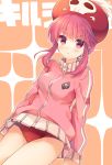  1girl blush buruma female hat jakuzure_nonon kill_la_kill mayachi_(amuriya) pink_eyes pink_hair sidelocks solo track_jacket uniform 