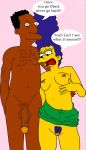  big_breasts big_penis carl_carlson cheating_wife dark-skinned_male dat_face marge_simpson sino the_simpsons yellow_skin 
