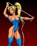  bare_knuckle blonde_hair electra_(streets_of_rage) leotard looking_at_viewer nipples_poking nipples_visible_through_clothing ponytail streets_of_rage whip 