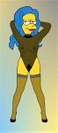  arms_behind_head body_stocking breasts high_heels marge_simpson nipples see-through stockings the_simpsons 