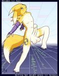 1_anthro 1_male 1_male_anthro 1boy 3_toes 5_fingers anthro anthro_canine anthro_fox blue_eyes canine detached_sleeves devilishimmorality digimon erection fox fur furry genderswap jump male male_anthro male_anthro_fox male_renamon mostly_nude penis renamon rule_63 solo spread_legs testicles toei_animation white_fur yellow_fur yin_yang 